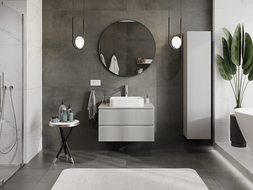 Mexen Rivel bathroom cabinet for sink 80 cm, 2 drawers, grooved, matte grey - 91A20-08047-2-BFF62