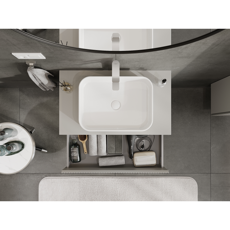 Mexen Rivel bathroom cabinet for sink 80 cm, 2 drawers, grooved, matte grey - 91A20-08047-2-BFF62