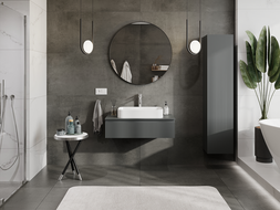 Mexen Rivel bathroom cabinet for under sink 90 cm, 1 drawer, fluted, matte graphite - 91A20-09023-1-BF66