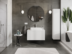 Mexen Rivel bathroom cabinet for washbasin 90 cm, 1 drawer, fluted, white matte - 91A20-09047-1-BF01