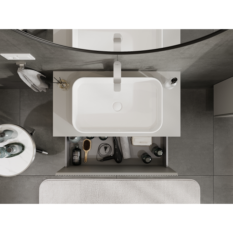 Mexen Rivel Bathroom Cabinet for Sink 90 cm, 1 Drawer, Grooved, Grey Matte - 91A20-09047-1-BF62