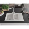 Mexen Gaspar granite sink 1.5-bowl with drainer and Duero kitchen faucet, white - 6507-20-671600-00