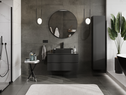 Mexen Rivel bathroom cabinet under wash basin 90 cm, 2 drawers, fluted, black matte - 91A20-09047-2-BFF71