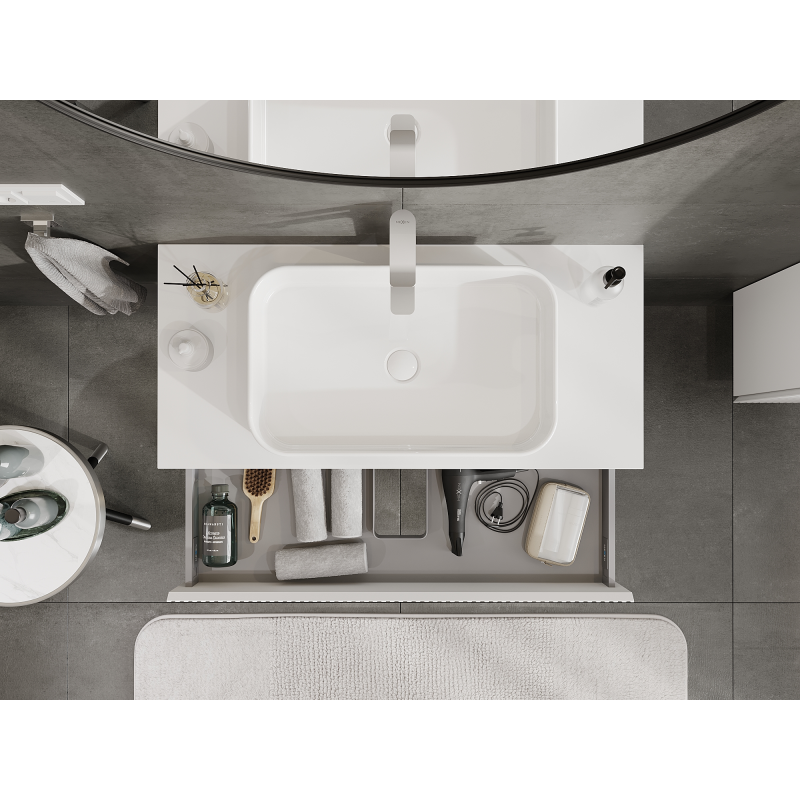 Mexen Rivel bathroom cabinet for washbasin 100 cm, 1 drawer, fluted, white matte - 91A20-10023-1-BF01