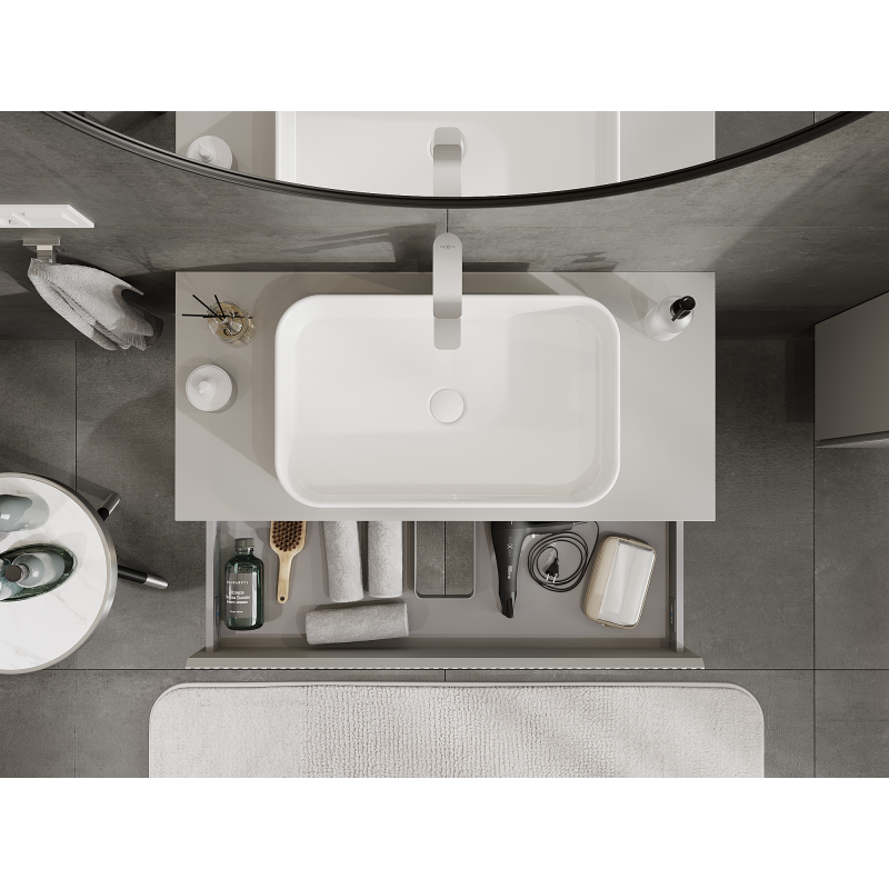 Mexen Rivel 100 cm bathroom cabinet, 1 drawer, fluted, grey matte - 91A20-10023-1-BF62