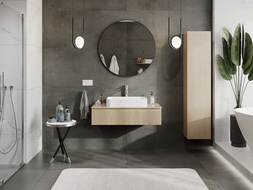 Mexen Rivel bathroom cabinet for under sink 100 cm, 1 drawer, grooved, oak - 91A20-10023-1-BF81