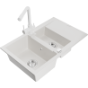 Mexen Gaspar 1.5-compartment granite sink with a drip tray and kitchen mixer tap Duero, White - 6507-20-671600-20