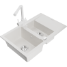 Mexen Gaspar granite sink 1.5-bowl with drainer and Duero kitchen faucet, white - 6507-20-671600-20