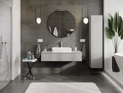 Mexen Rivel bathroom cabinet under sink 120 cm, 1 drawer, fluted, matte grey - 91A20-12023-1-BF62