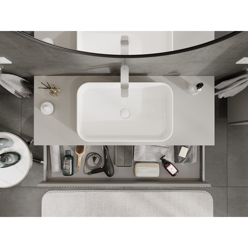 Mexen Rivel bathroom cabinet under sink 120 cm, 1 drawer, fluted, matte grey - 91A20-12023-1-BF62