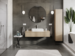 Mexen Rivel 120 cm Bathroom Cabinet, 1 Drawer, Grooved, Oak - 91A20-12023-1-BF81