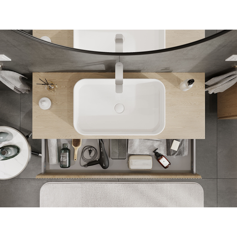 Mexen Rivel 120 cm Bathroom Cabinet, 1 Drawer, Grooved, Oak - 91A20-12023-1-BF81