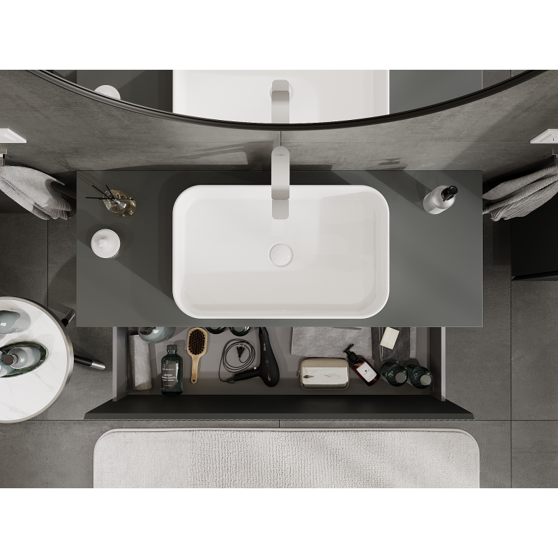 Mexen Rivel bathroom cupboard under sink 120 cm, 1 drawer, ribbed, matte graphite - 91A20-12047-1-BF66