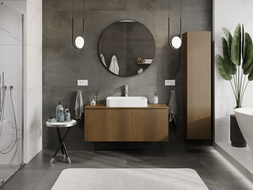 Mexen Rivel bathroom cabinet under-sink 120 cm, 1 drawer, fluted, walnut - 91A20-12047-1-BF86