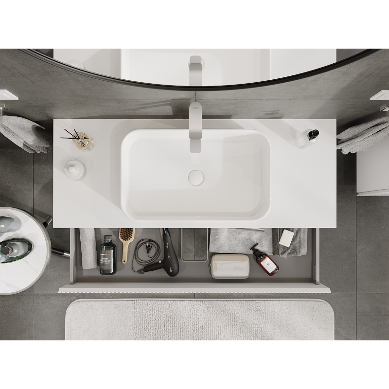 Mexen Rivel bathroom cabinet for washbasin 120 cm, 2 drawers, grooved, white matte - 91A20-12047-2-BFF01