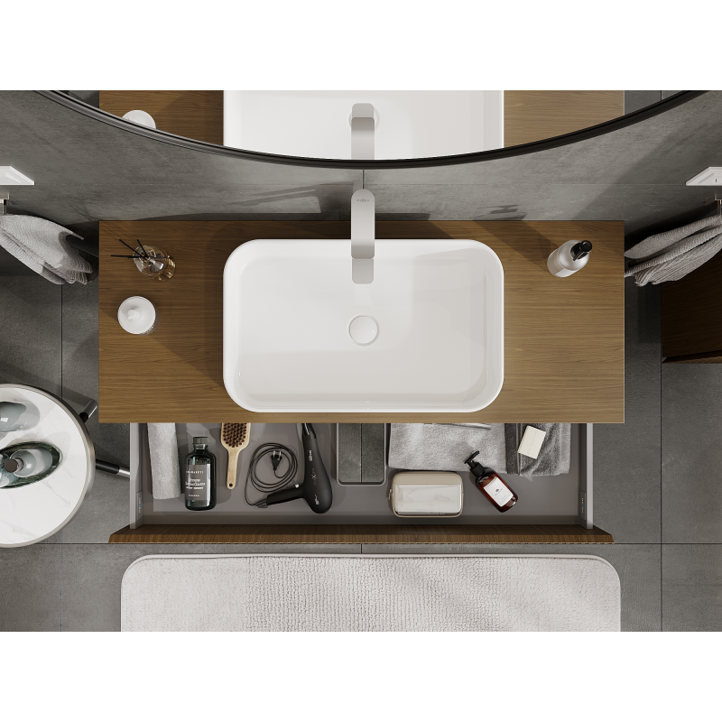 Mexen Rivel bathroom cabinet under sink 120 cm, 2 drawers, grooved, walnut - 91A20-12047-2-BFF86