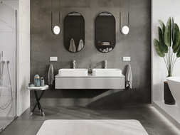 Mexen Rivel bathroom cabinet under sink 140 cm, 1 drawer, grooved, grey matt - 91A20-14023-1-BF62