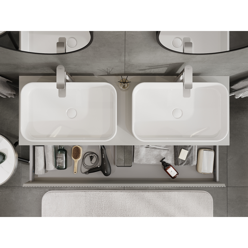 Mexen Rivel bathroom cabinet under sink 140 cm, 1 drawer, grooved, grey matt - 91A20-14023-1-BF62