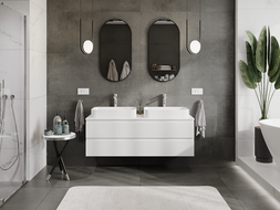 Mexen Rivel 140 cm Bathroom Cabinet, 2 Drawers, Fluted, White Matte - 91A20-14047-2-BFF01