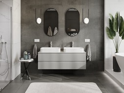 Mexen Rivel bathroom cabinet for under sink 140 cm, 2 drawers, fluted, matt grey - 91A20-14047-2-BFF62