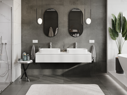 Mexen Rivel bathroom cabinet for washbasin 160 cm, 1 drawer, fluted, white matte - 91A20-16023-1-BF01