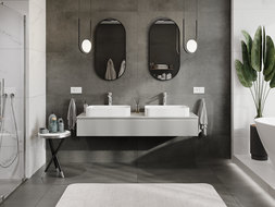 Mexen Rivel bathroom cabinet under washbasin 160 cm, 1 drawer, fluted, matte grey - 91A20-16023-1-BF62