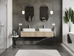 Mexen Rivel 160 cm Bathroom Cabinet with 1 Drawer, Fluted, Oak - 91A20-16023-1-BF81