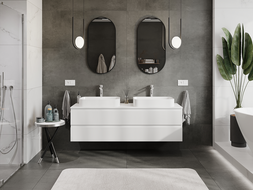 Mexen Rivel bathroom cabinet for washbasin 160 cm, 2 drawers, grooved, white matt - 91A20-16047-2-BFF01