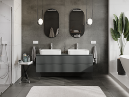 Mexen Rivel bathroom cabinet for washbasin 160 cm, 2 drawers, ribbed, graphite matte - 91A20-16047-2-BFF66