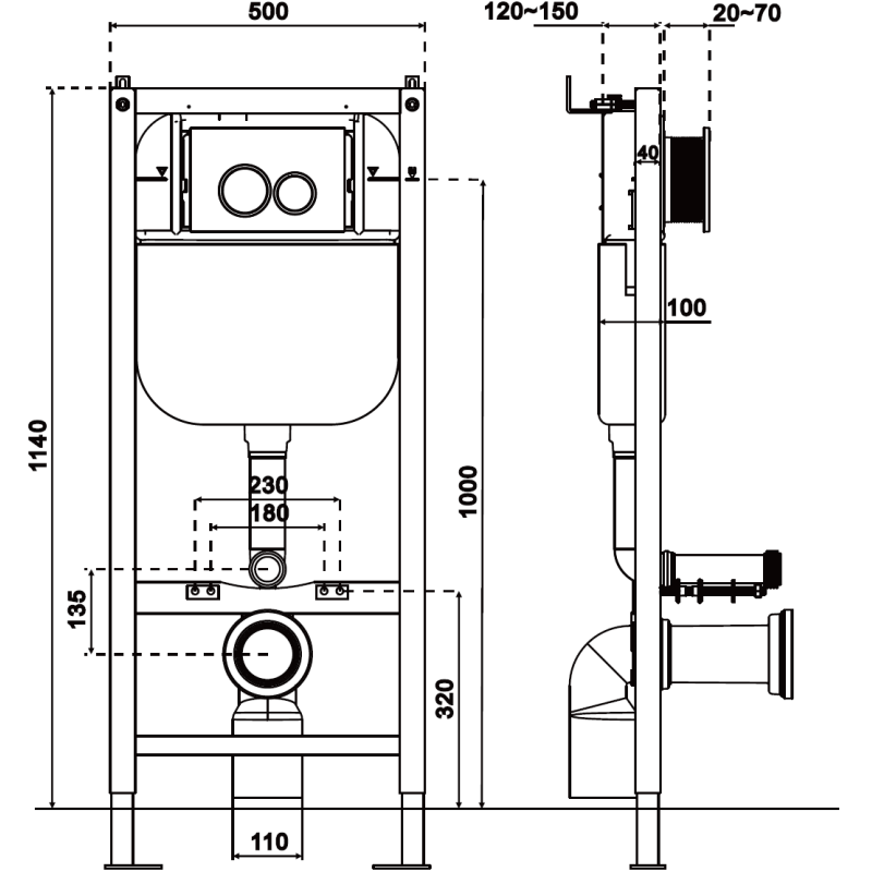 Mexen Tex Air E pneumatic concealed frame for WC - 61109A