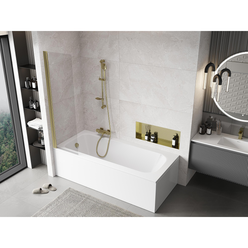 Mexen Mist shower screen 1-panel 50 x 150 cm, transparent, gold - 8A9-050-001-50-00