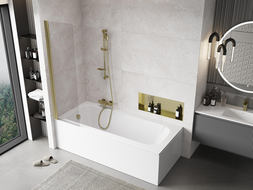 Mexen Mist shower screen 1-panel 50 x 150 cm, transparent, gold - 8A9-050-001-50-00