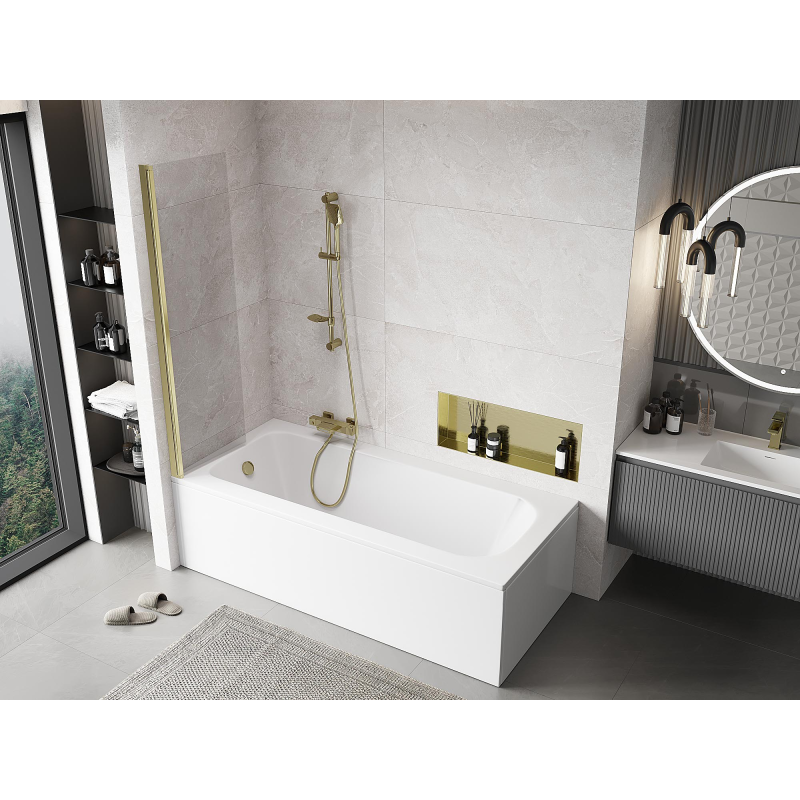 Mexen Mist shower screen 1-panel 50 x 150 cm, transparent, gold - 8A9-050-001-50-00