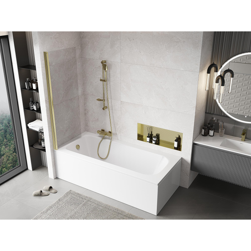 Mexen Mist 1-wing shower screen 60 x 150 cm, transparent, gold - 8A9-060-001-50-00