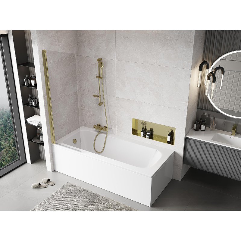 Mexen Mist 1-wing shower screen 60 x 150 cm, transparent, gold - 8A9-060-001-50-00
