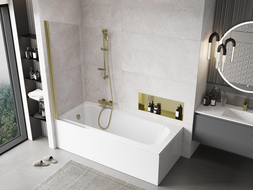 Mexen Mist 1-wing shower screen 60 x 150 cm, transparent, gold - 8A9-060-001-50-00