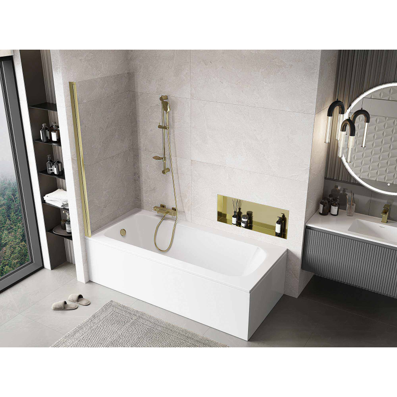 Mexen Mist Shower Screen 1-Panel 80 x 150 cm, Transparent, Gold - 8A9-080-001-50-00