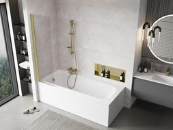 Mexen Mist 1-panel Shower Screen 50 x 150 cm, Transparent, Brushed Gold - 8A9-050-001-55-00