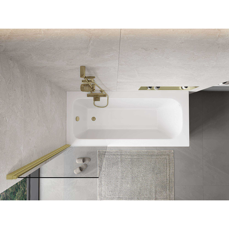 Mexen Mist 1-panel shower screen 60 x 150 cm, transparent, brushed gold - 8A9-060-001-55-00