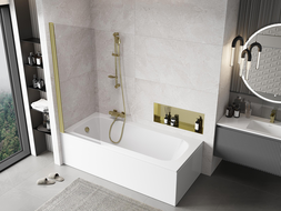 Mexen Mist 1-wing shower screen 70 x 150 cm, transparent, brushed gold - 8A9-070-001-55-00