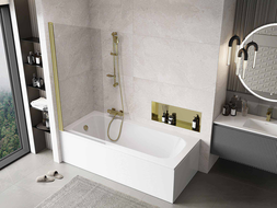 Mexen Mist 1-wing shower screen 80 x 150 cm, transparent, brushed gold - 8A9-080-001-55-00