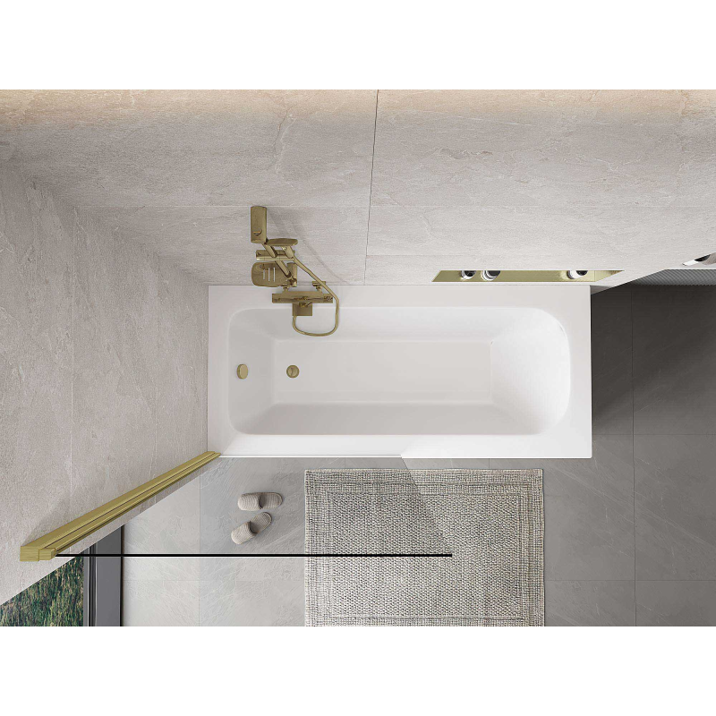 Mexen Mist 1-panel shower screen 90 x 150 cm, transparent, brushed gold - 8A9-090-001-55-00