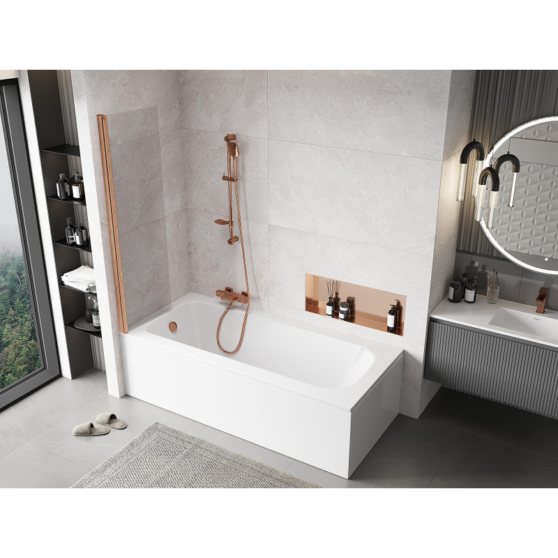 Mexen Mist 1-wing shower screen 50 x 150 cm, transparent, brushed copper - 8A9-050-001-65-00