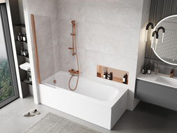 Mexen Mist 1-wing shower screen 50 x 150 cm, transparent, brushed copper - 8A9-050-001-65-00