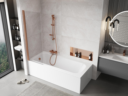 Mexen Mist 1-wing shower screen 60 x 150 cm, transparent, brushed copper - 8A9-060-001-65-00