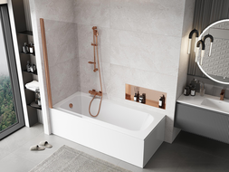 Mexen Mist 1-panel Shower Screen 70 x 150 cm, Transparent, Brushed Copper - 8A9-070-001-65-00