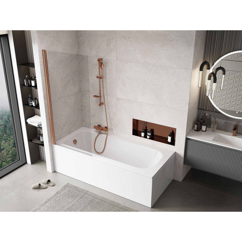 Mexen Mist 1-wing shower screen 80 x 150 cm, transparent, brushed copper - 8A9-080-001-65-00