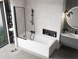 Mexen Mist 1-winged shower screen, left 60 x 150 cm, black frame, black - 8A9-060-001-70-70-L