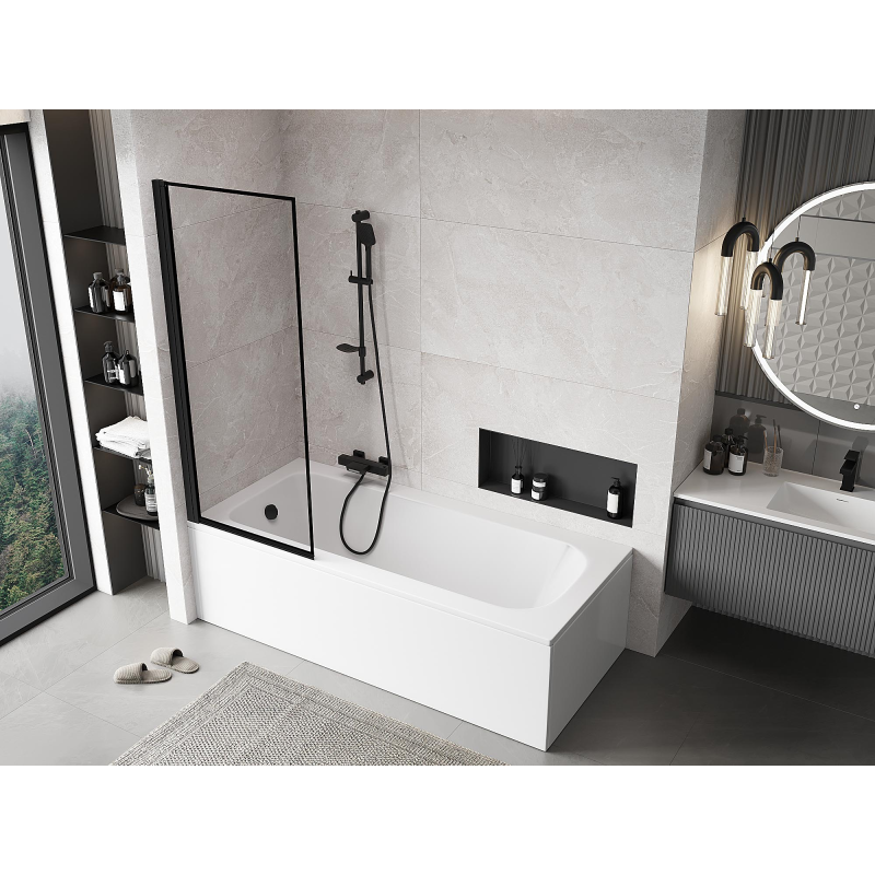 Mexen Mist 1-panel shower screen left 70 x 150 cm, black frame, black - 8A9-070-001-70-70-L