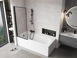 Mexen Mist 1-panel shower screen left 70 x 150 cm, black frame, black - 8A9-070-001-70-70-L